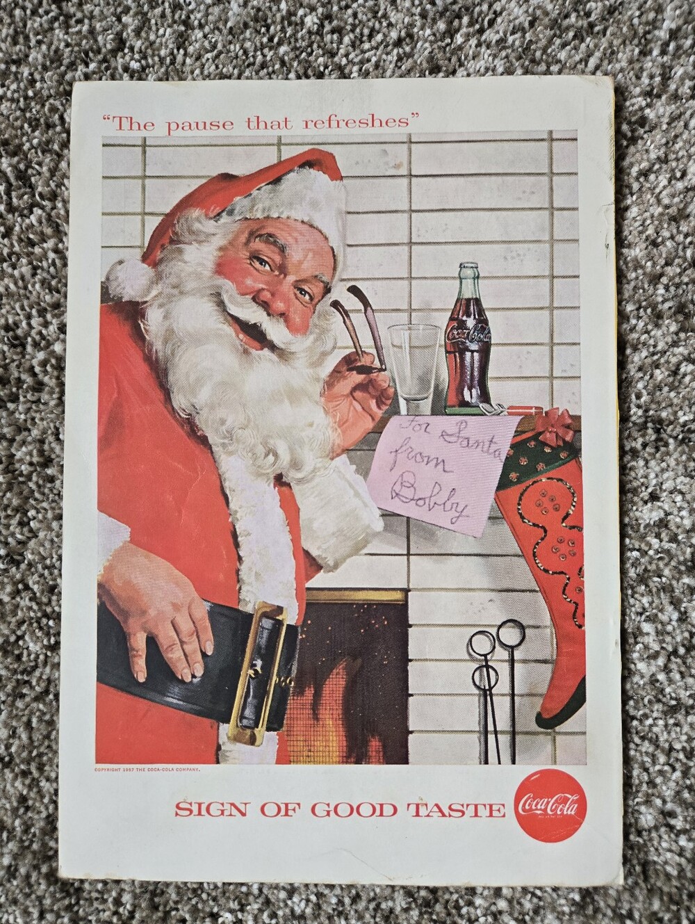 1957 Coca Cola Vintage Santa ad